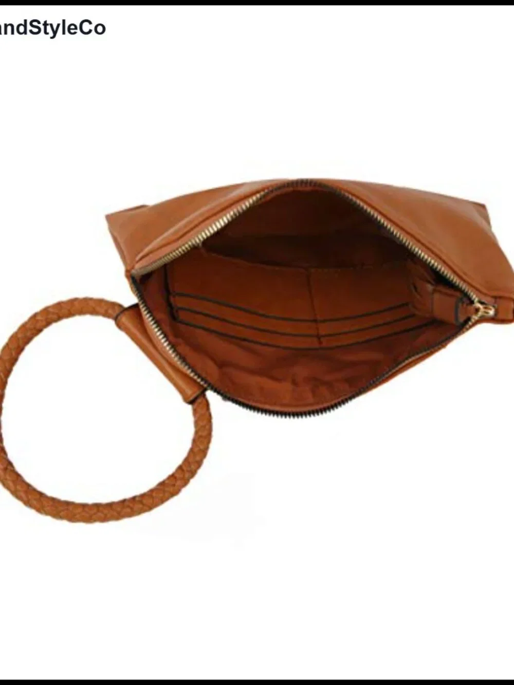 Vegan Faux Leather Wristlet Clutch Wallet with Braided Strap and Card Slots
